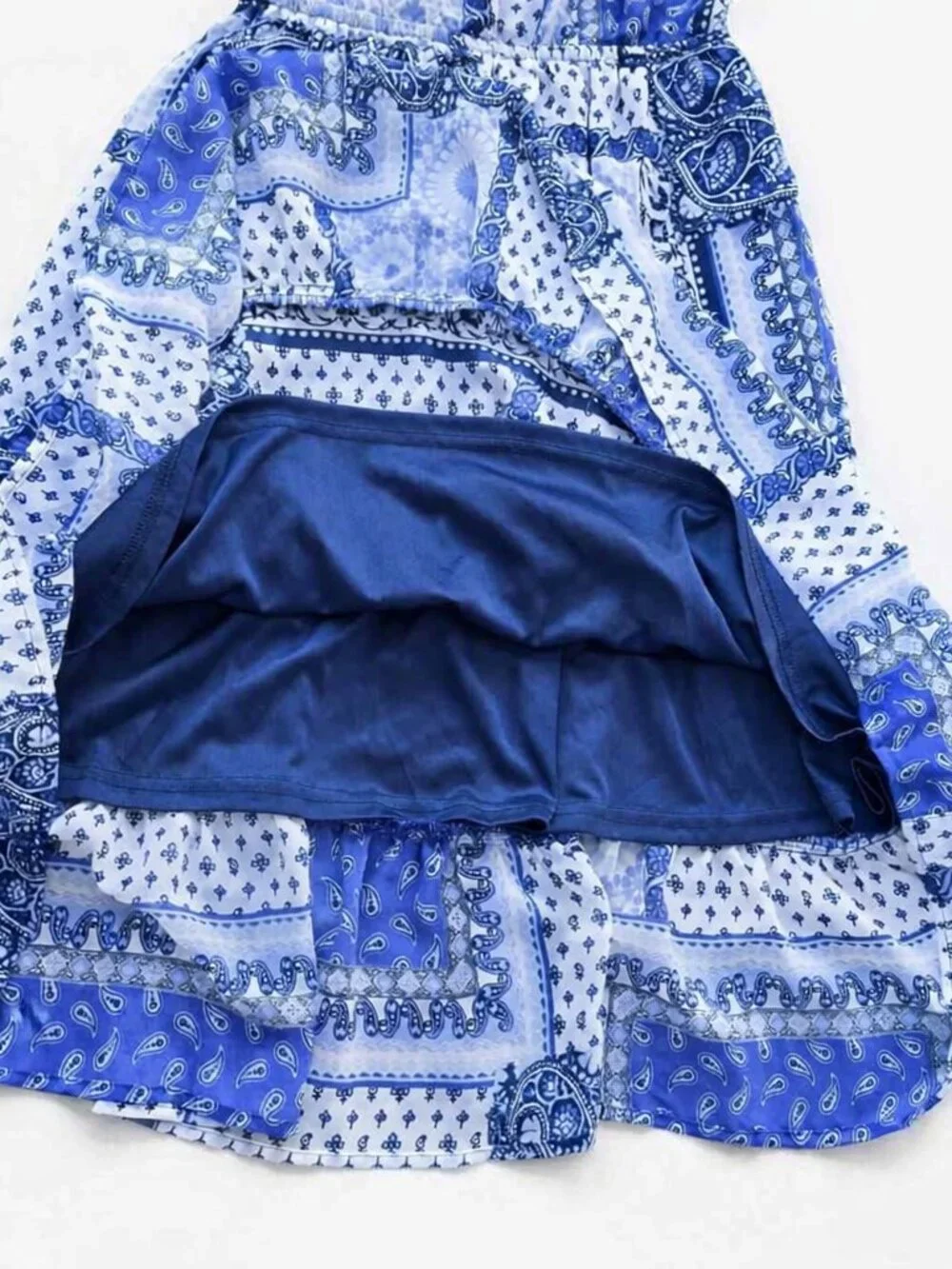 Girls Sleeveless Paisley Patchwork Print Off-Shoulder Dress and Matching Hair